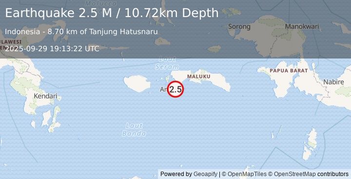 Earthquake Seram, Indonesia (2.5 M) (2025-09-29 19:13:22 UTC)