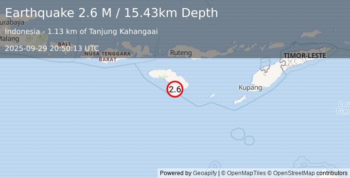 Earthquake Sumba Region, Indonesia (2.5 M) (2025-09-29 20:50:14 UTC)