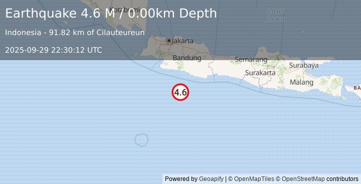 Earthquake Java, Indonesia (4.9 M) (2025-09-29 22:30:15 UTC)