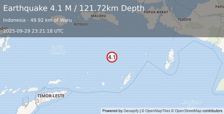 Earthquake Banda Sea (4.1 M) (2025-09-29 23:21:18 UTC)