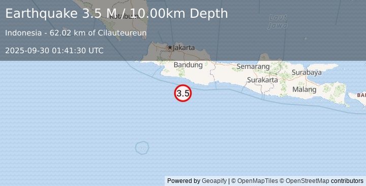 Earthquake Java, Indonesia (3.4 M) (2025-09-30 01:41:29 UTC)