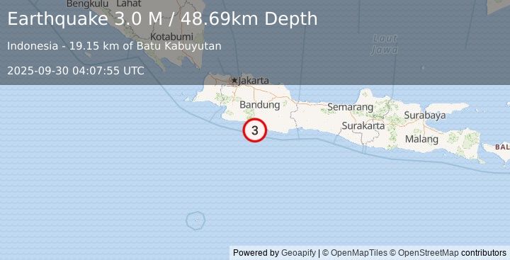 Earthquake Java, Indonesia (2.9 M) (2025-09-30 04:07:52 UTC)