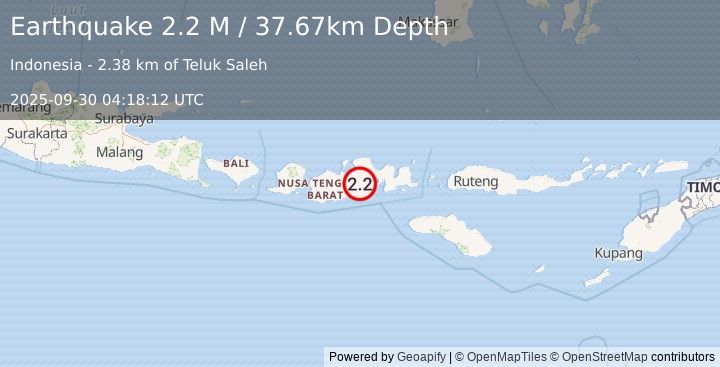 Earthquake Sumbawa Region, Indonesia (2.3 M) (2025-09-30 04:18:08 UTC)