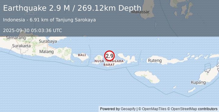 Earthquake Sumbawa Region, Indonesia (2.9 M) (2025-09-30 05:03:36 UTC)