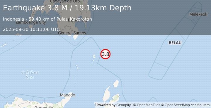 Earthquake Talaud Islands, Indonesia (3.8 M) (2025-09-30 10:11:06 UTC)