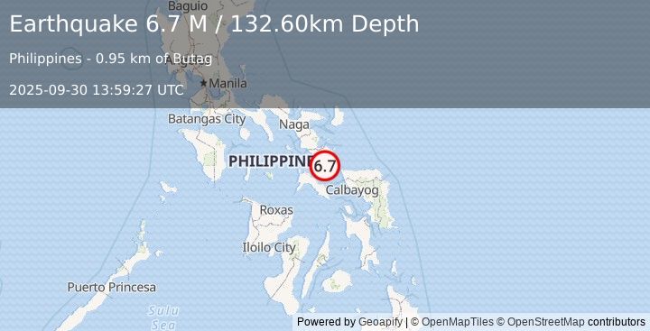 Earthquake Leyte, Philippines (7.3 M) (2025-09-30 13:59:46 UTC)