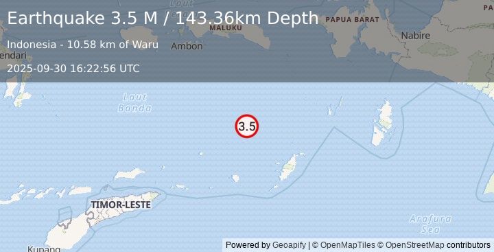 Earthquake Banda Sea (3.5 M) (2025-09-30 16:22:56 UTC)