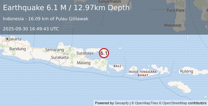 Earthquake Bali Sea (6.1 M) (2025-09-30 16:49:44 UTC)
