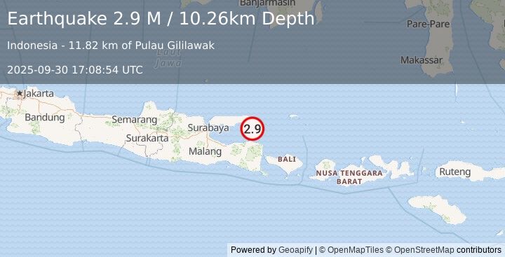 Earthquake Bali Sea (3.2 M) (2025-09-30 17:08:55 UTC)