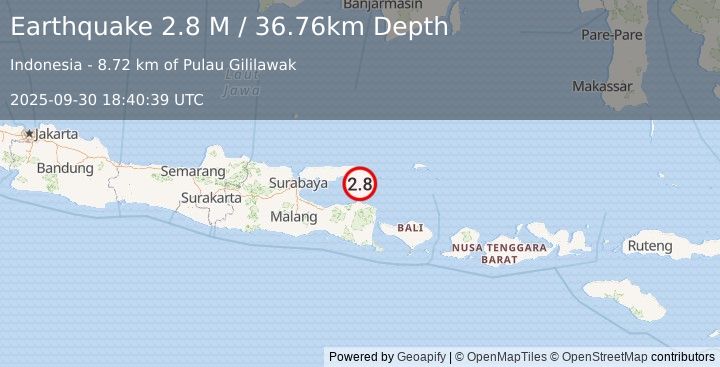 Earthquake Bali Sea (2.8 M) (2025-09-30 18:40:39 UTC)