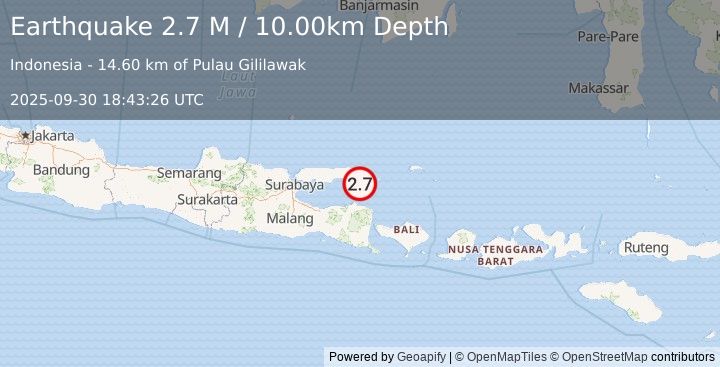 Earthquake Bali Sea (2.7 M) (2025-09-30 18:43:26 UTC)