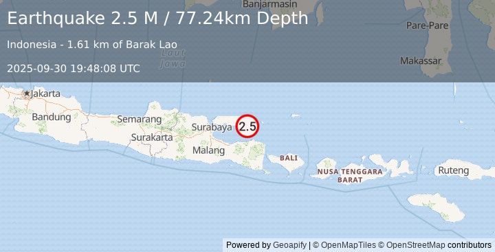 Earthquake Java, Indonesia (2.5 M) (2025-09-30 19:48:08 UTC)