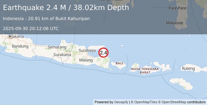 Earthquake Java, Indonesia (2.4 M) (2025-09-30 20:12:06 UTC)