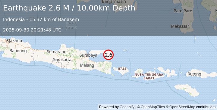 Earthquake Bali Sea (2.7 M) (2025-09-30 20:22:36 UTC)
