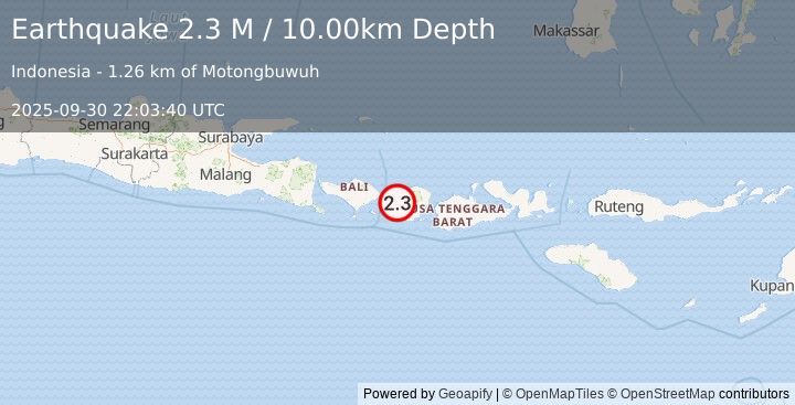 Earthquake Sumbawa Region, Indonesia (2.3 M) (2025-09-30 22:03:40 UTC)