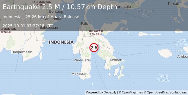 Earthquake Sulawesi, Indonesia (2.5 M) (2025-10-01 07:27:26 UTC)