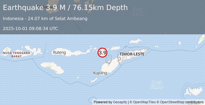 Earthquake Flores Region, Indonesia (3.9 M) (2025-10-01 09:08:34 UTC)