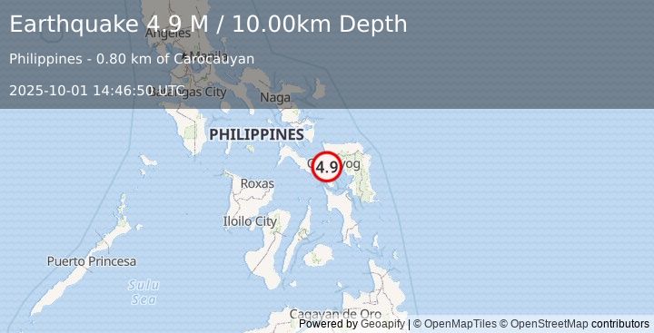 Earthquake Leyte, Philippines (4.9 M) (2025-10-01 14:46:50 UTC)