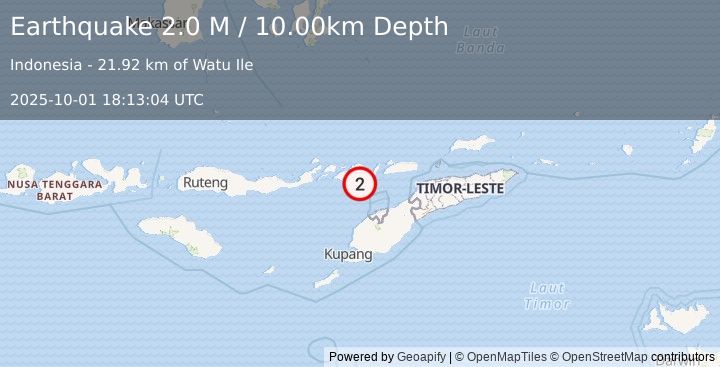 Earthquake Flores Region, Indonesia (2.0 M) (2025-10-01 18:13:04 UTC)
