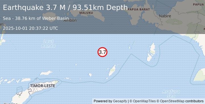 Earthquake Banda Sea (3.7 M) (2025-10-01 20:37:22 UTC)