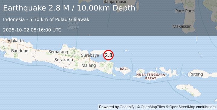 Earthquake Bali Sea (2.8 M) (2025-10-02 08:16:00 UTC)