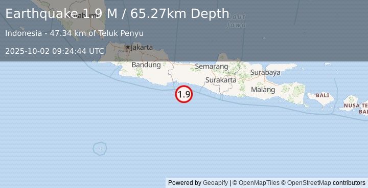 Earthquake Java, Indonesia (2.6 M) (2025-10-02 09:24:43 UTC)