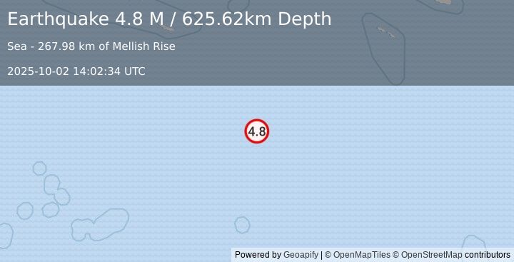 Earthquake South of Solomon Islands (4.8 M) (2025-10-02 14:02:34 UTC)