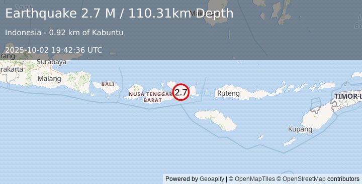 Earthquake Sumbawa Region, Indonesia (2.7 M) (2025-10-02 19:42:36 UTC)