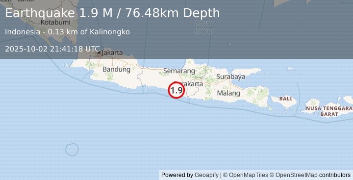 Earthquake Java, Indonesia (1.9 M) (2025-10-02 21:41:18 UTC)