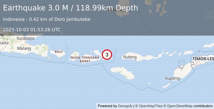 Earthquake Sumbawa Region, Indonesia (3.0 M) (2025-10-03 01:53:26 UTC)