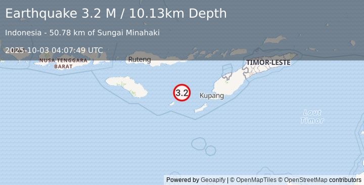 Earthquake Savu Sea (3.2 M) (2025-10-03 04:07:49 UTC)