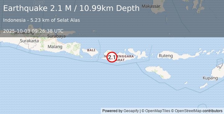 Earthquake Sumbawa Region, Indonesia (2.7 M) (2025-10-03 09:26:37 UTC)