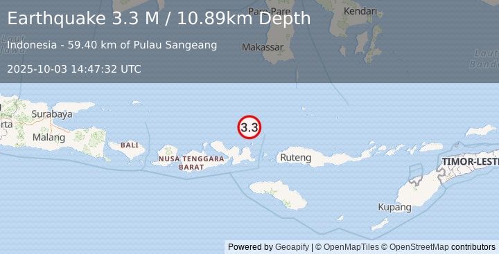 Earthquake Flores Sea (3.3 M) (2025-10-03 14:47:34 UTC)