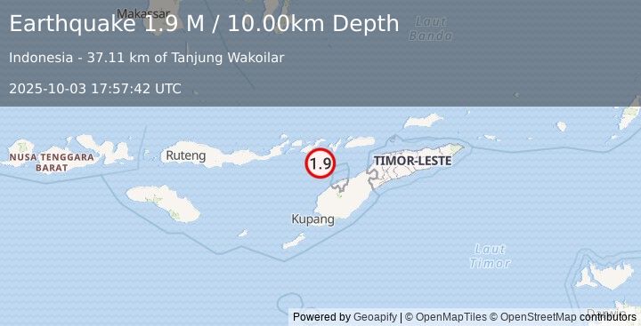 Earthquake Flores Region, Indonesia (1.9 M) (2025-10-03 17:57:42 UTC)