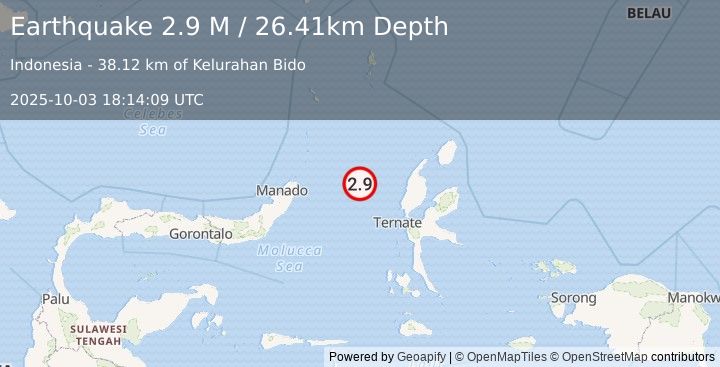 Earthquake Northern Molucca Sea (2.9 M) (2025-10-03 18:14:09 UTC)