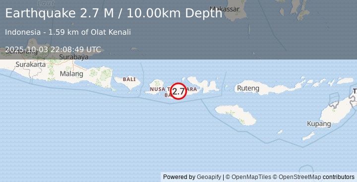 Earthquake Sumbawa Region, Indonesia (2.7 M) (2025-10-03 22:08:49 UTC)