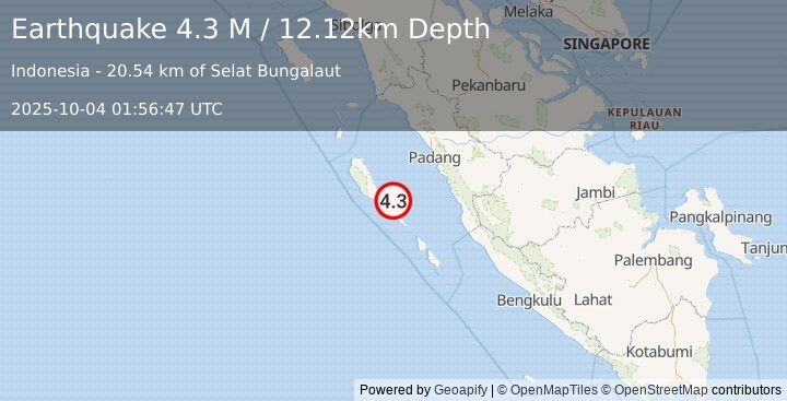 Earthquake Southern Sumatra, Indonesia (3.4 M) (2025-10-04 01:56:07 UTC)