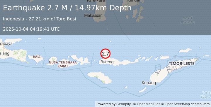Earthquake Flores Region, Indonesia (2.7 M) (2025-10-04 04:19:41 UTC)