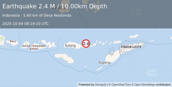 Earthquake Flores Region, Indonesia (2.4 M) (2025-10-04 08:19:10 UTC)