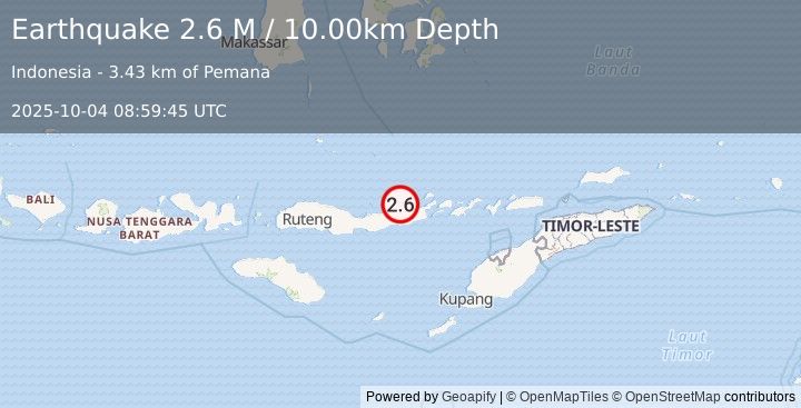 Earthquake Flores Region, Indonesia (2.6 M) (2025-10-04 08:59:45 UTC)