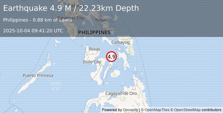 Earthquake Cebu, Philippines (4.9 M) (2025-10-04 09:41:20 UTC)