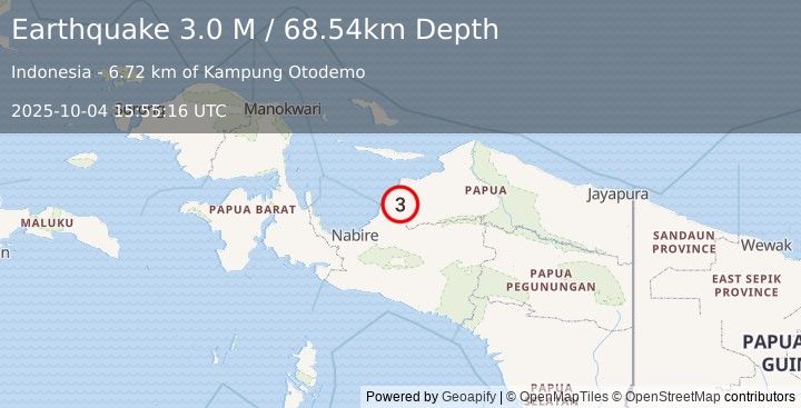 Earthquake West Papua Region, Indonesia (3.0 M) (2025-10-04 15:55:16 UTC)