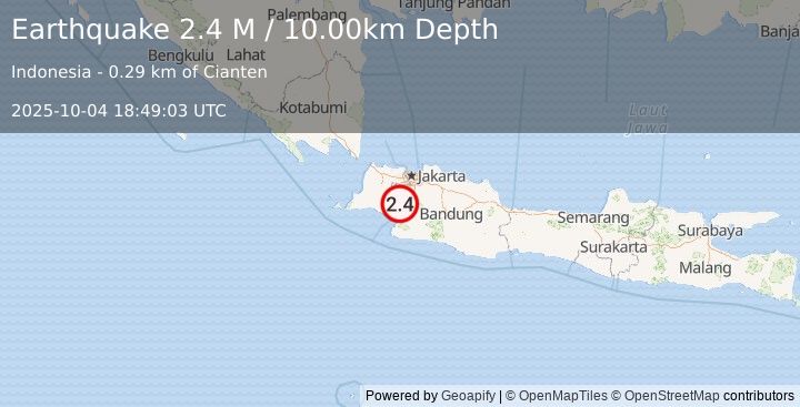 Earthquake Java, Indonesia (2.4 M) (2025-10-04 18:49:03 UTC)