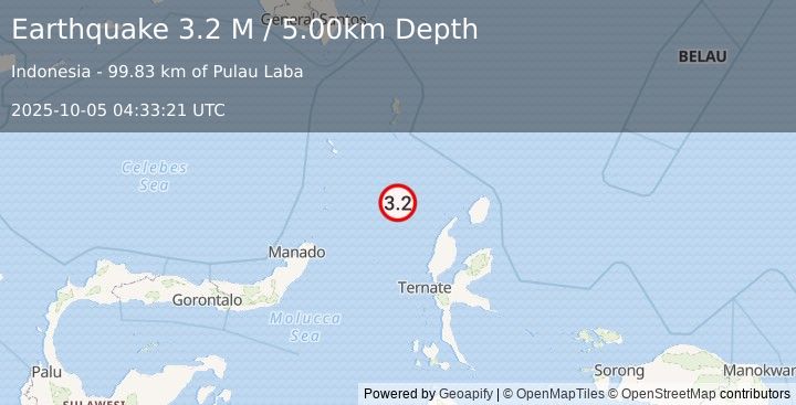 Earthquake Northern Molucca Sea (3.2 M) (2025-10-05 04:33:21 UTC)