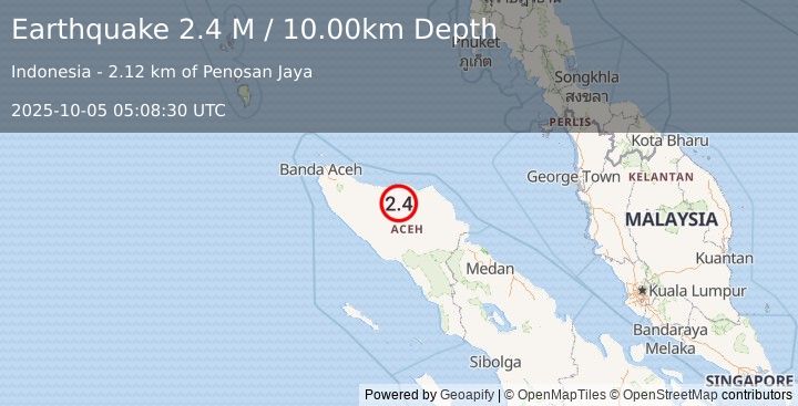 Earthquake Northern Sumatra, Indonesia (2.4 M) (2025-10-05 05:08:30 UTC)