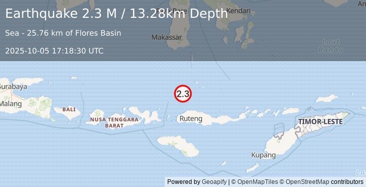 Earthquake Flores Sea (2.3 M) (2025-10-05 17:18:30 UTC)