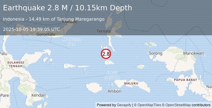 Earthquake Halmahera, Indonesia (2.8 M) (2025-10-05 19:39:05 UTC)
