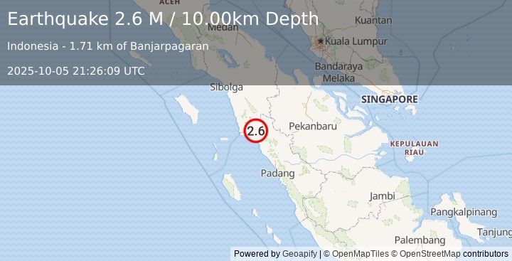 Earthquake Northern Sumatra, Indonesia (2.4 M) (2025-10-05 21:26:10 UTC)