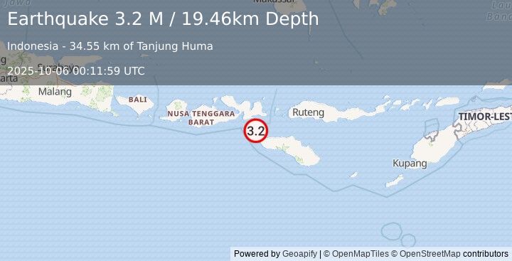 Earthquake Sumbawa Region, Indonesia (3.2 M) (2025-10-06 00:11:59 UTC)
