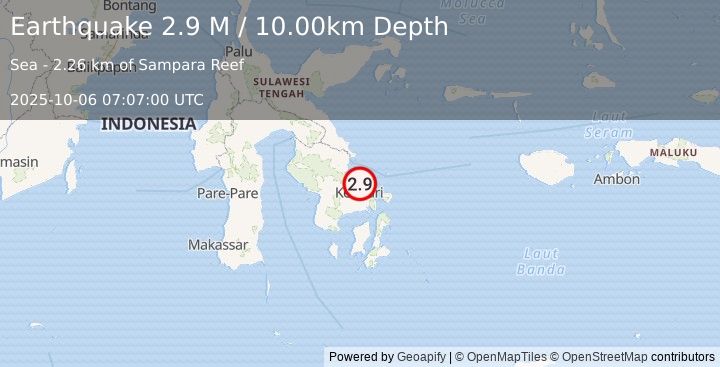 Earthquake Sulawesi, Indonesia (2.9 M) (2025-10-06 07:07:00 UTC)